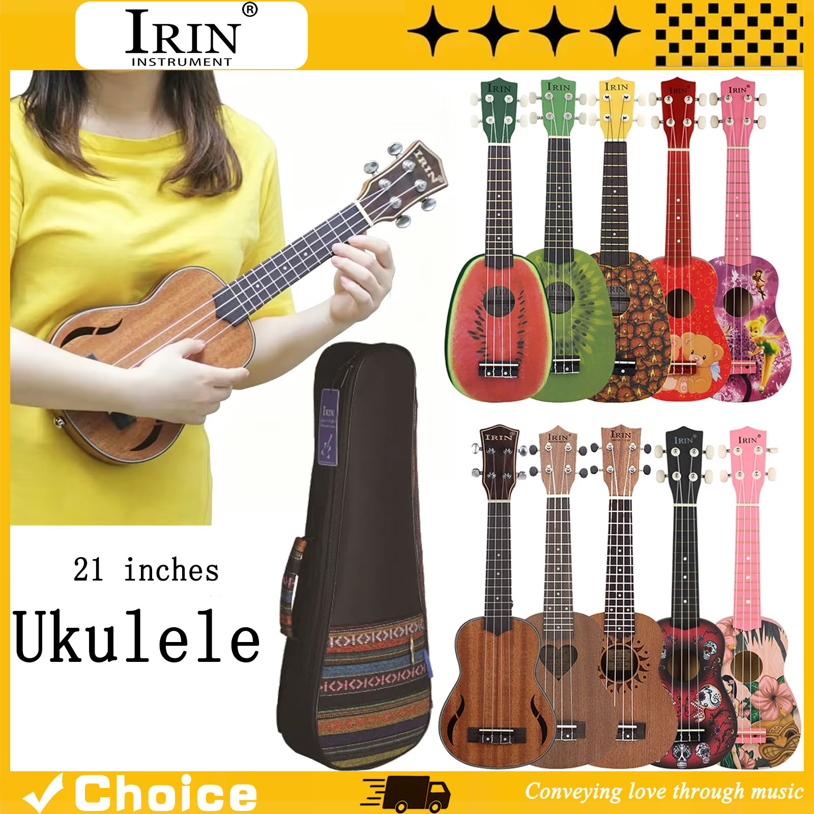 Musical Instrument In English - 21 인치 우쿨렐레 하와이안 기타 소프라노