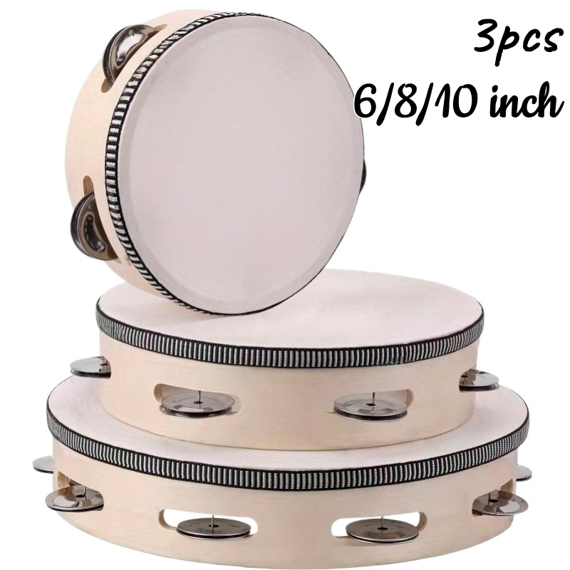 Musical Instrument Game - 1/3pcs 나무 탬버린 6/8/10inch 핸드헬드 드럼